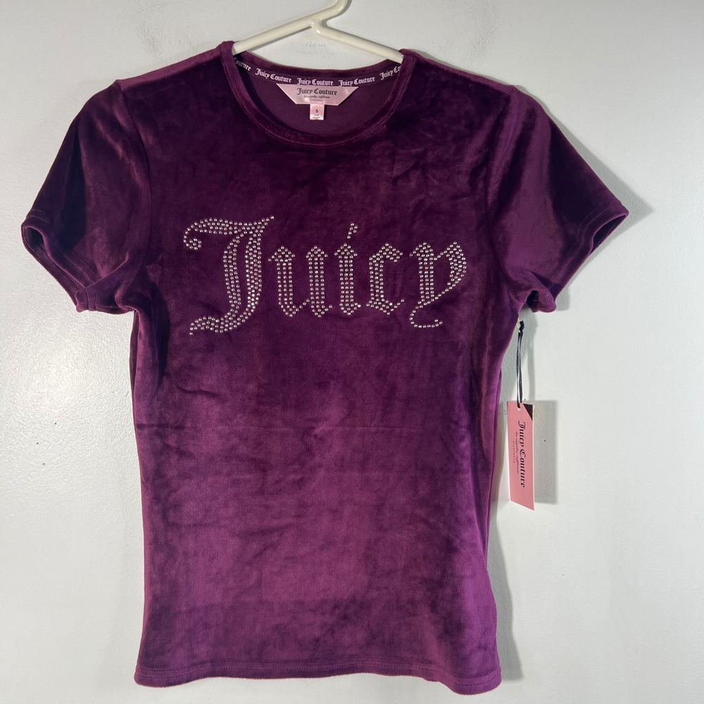 Juicy Couture Velvet Sleepwear Top Spiced Beet S NWT Jeweled Juicy Graphic